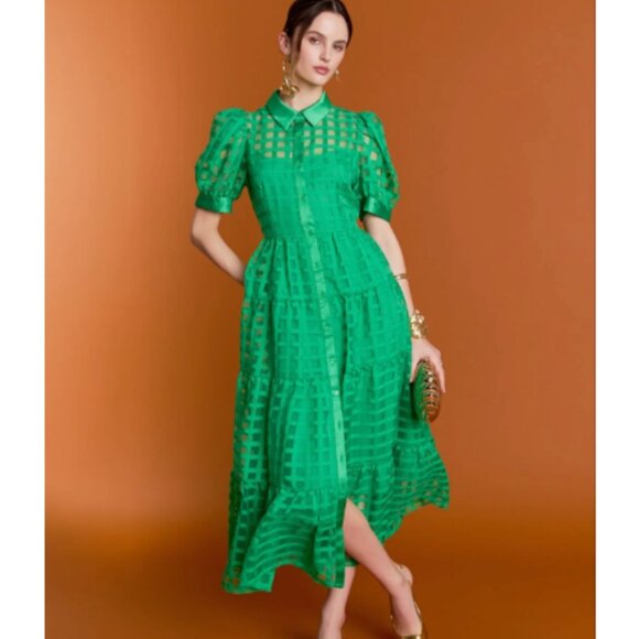English Factory Dresses & Skirts - English Factory Green Gridded Dress, Size Large, Beautiful